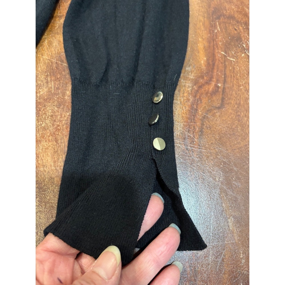 Y2K Ivanka Trump women's pullover sweater black sz XL gold buttons quiet luxury - Picture 4 of 9